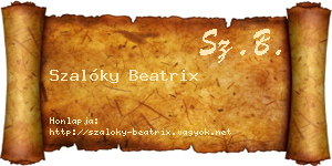 Szalóky Beatrix névjegykártya